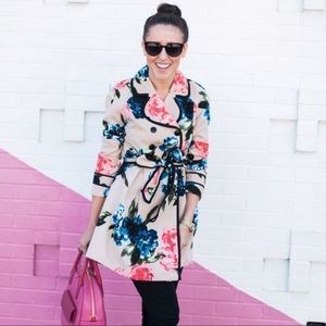NWOT Elle Floral Trench Coat Bloggers Favourite Womens Sz 14 $125